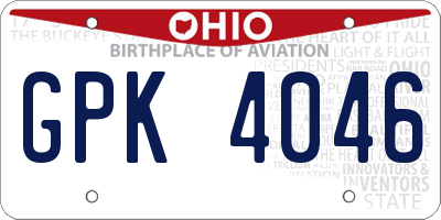 OH license plate GPK4046