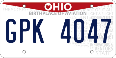 OH license plate GPK4047