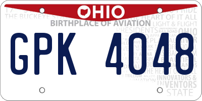 OH license plate GPK4048