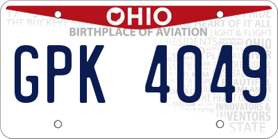 OH license plate GPK4049