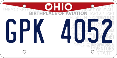 OH license plate GPK4052