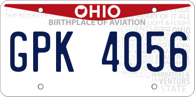 OH license plate GPK4056