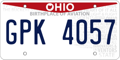 OH license plate GPK4057