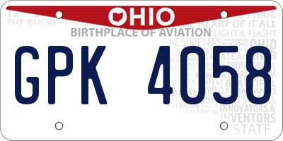 OH license plate GPK4058