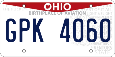 OH license plate GPK4060
