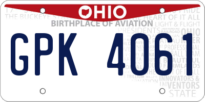 OH license plate GPK4061
