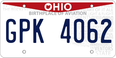 OH license plate GPK4062