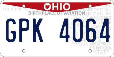 OH license plate GPK4064