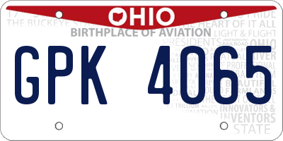 OH license plate GPK4065
