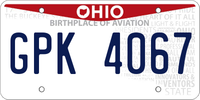 OH license plate GPK4067