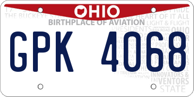OH license plate GPK4068