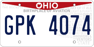 OH license plate GPK4074