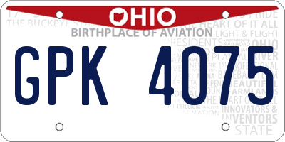 OH license plate GPK4075