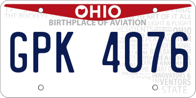 OH license plate GPK4076