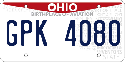 OH license plate GPK4080