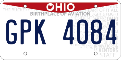 OH license plate GPK4084