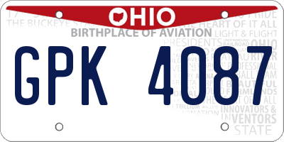 OH license plate GPK4087