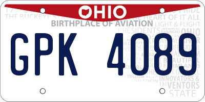 OH license plate GPK4089