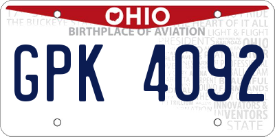 OH license plate GPK4092