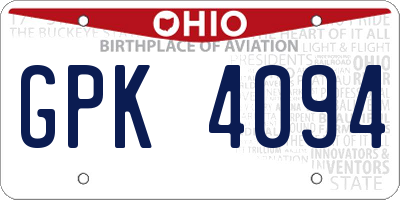OH license plate GPK4094