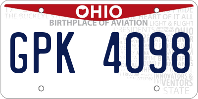 OH license plate GPK4098