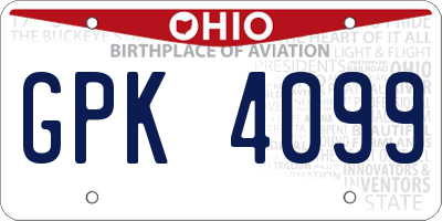 OH license plate GPK4099