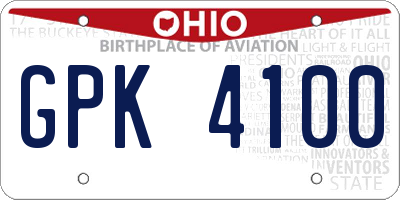 OH license plate GPK4100