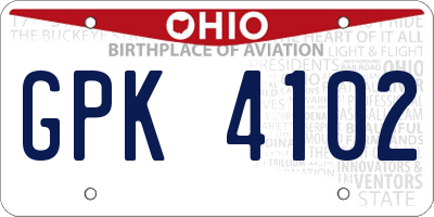 OH license plate GPK4102