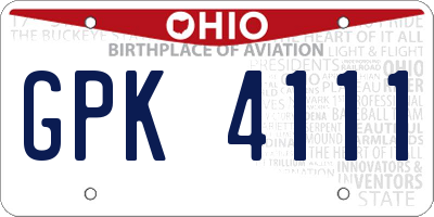 OH license plate GPK4111