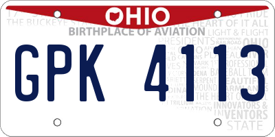 OH license plate GPK4113