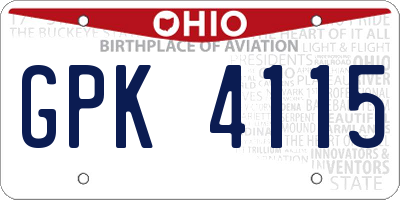 OH license plate GPK4115