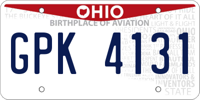 OH license plate GPK4131