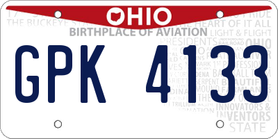 OH license plate GPK4133