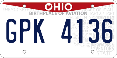 OH license plate GPK4136