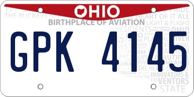 OH license plate GPK4145