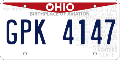 OH license plate GPK4147
