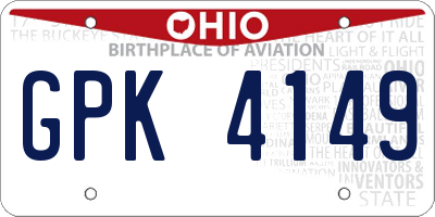 OH license plate GPK4149