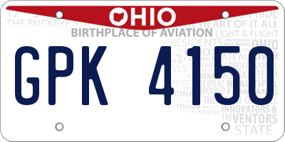OH license plate GPK4150