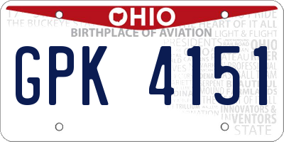 OH license plate GPK4151