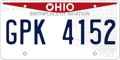 OH license plate GPK4152