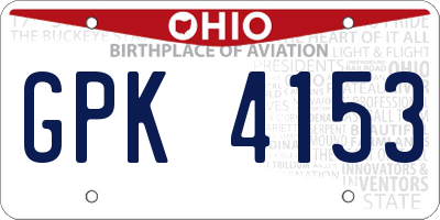 OH license plate GPK4153