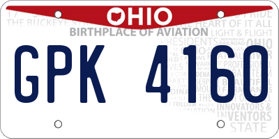 OH license plate GPK4160