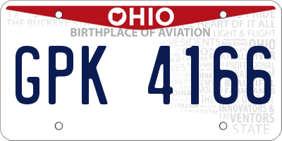 OH license plate GPK4166
