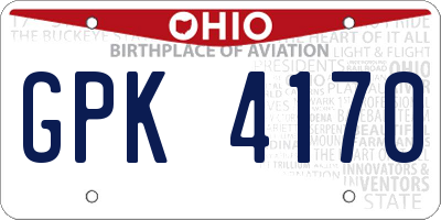 OH license plate GPK4170