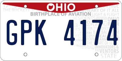 OH license plate GPK4174