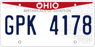 OH license plate GPK4178