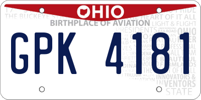 OH license plate GPK4181