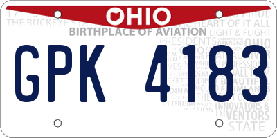 OH license plate GPK4183