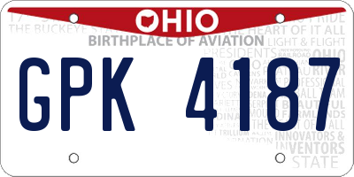 OH license plate GPK4187