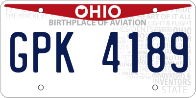 OH license plate GPK4189